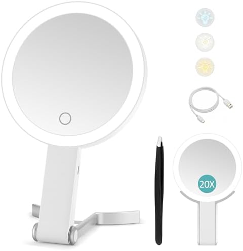 MIROIR GROSSISSANT LUMINEUX 23464, BLANC, 27.7×8.5×23 cm